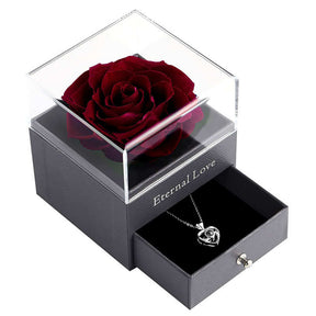 Preserved Flower Rose Gift Box for Valentines Day Anniversary Wedding-Wine Red