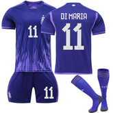 DI MARIA #11 Argentina Away Jersey 2022/23 Soccer Jersey Kit Football T-shirt Set For Adult Kids