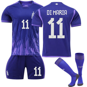DI MARIA #11 Argentina Away Jersey 2022/23 Soccer Jersey Kit Football T-shirt Set For Adult Kids