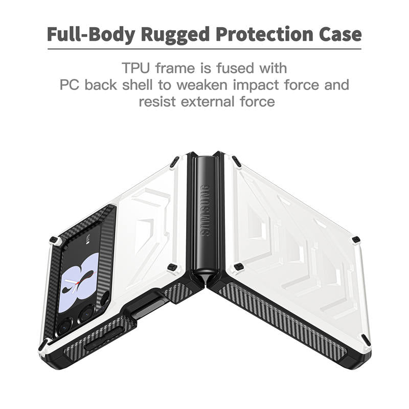 6.7inch Armored Full-Body Rugged Protection Case for Samsung Galaxy Z Flip 3-White