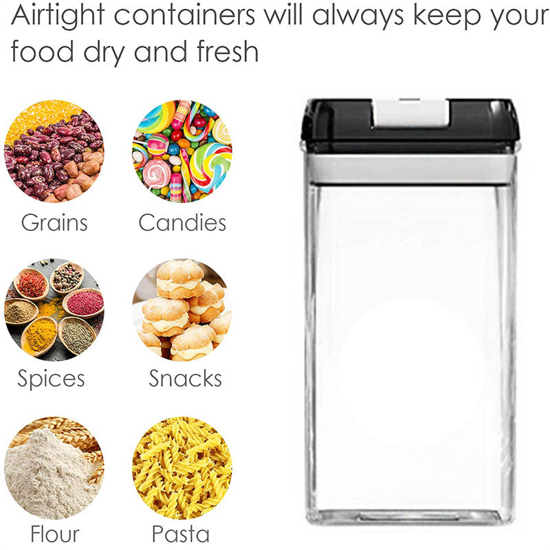 7 Pieces Plastic Food Storage Containers with Easy Lock Lids for Kitchen Pantry Organization and Storage -Black Lid