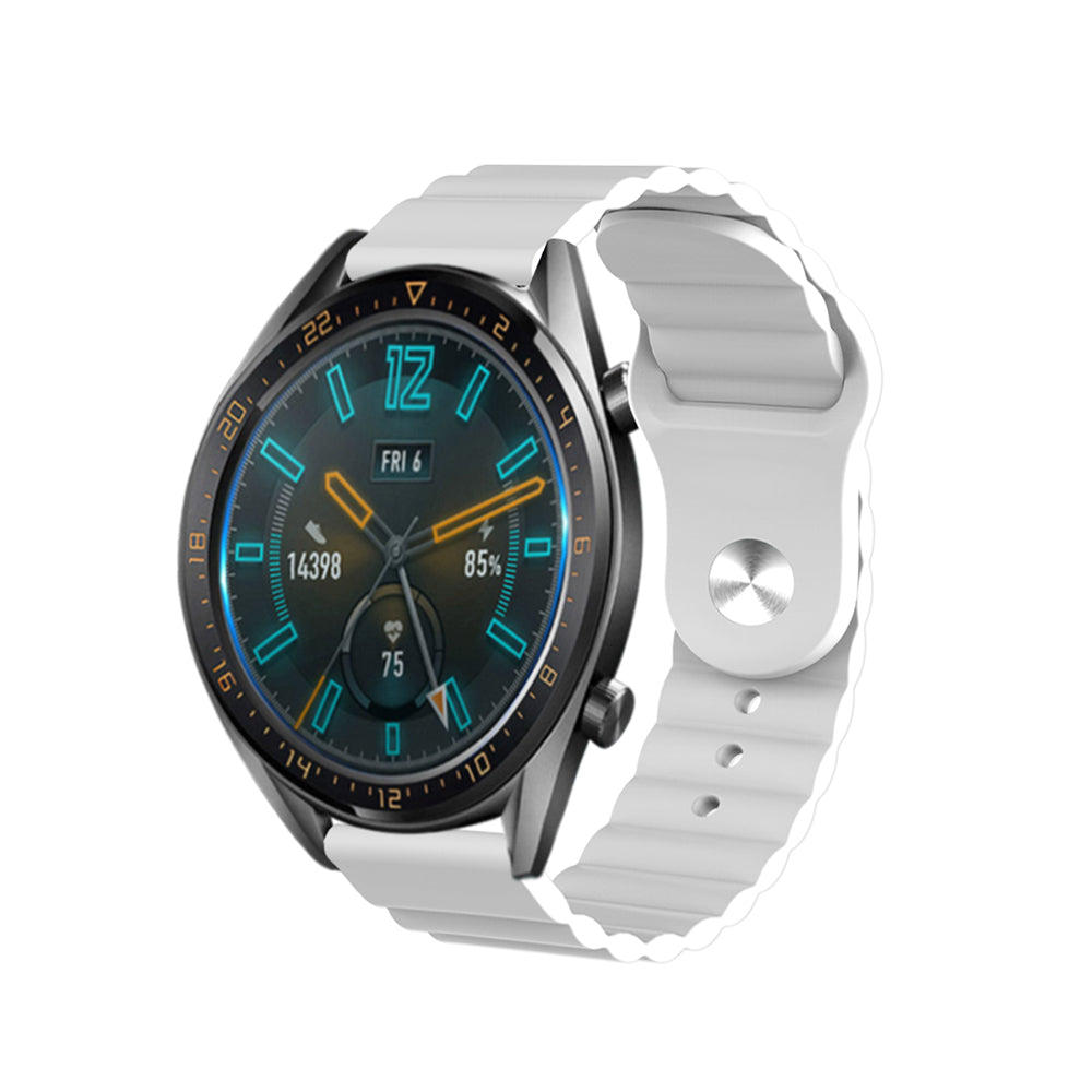 Wave Style Silicone Watch Band For Samsung Galaxy Watch 42/46mm Gear S3 Frontier/Classic(White)