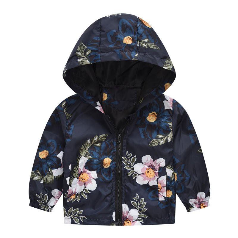 Boys Girls Cartoon Print Zip Lightweight Jacket Hooded Coats Casual Windbreaker-22