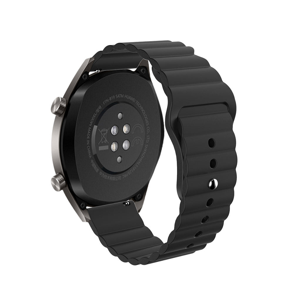 Wave Style Silicone Watch Band For Samsung Galaxy Watch 42/46mm Gear S3 Frontier/Classic(Black)