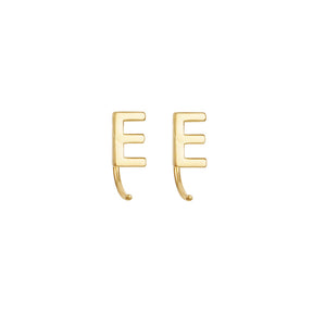 Alphabet Letter Earrings Personalized Initial Stud for Ladies Girls-E