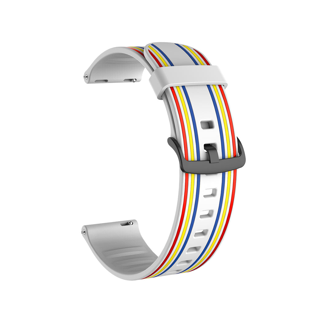 Silicone Band Striped Watch Band For Samsung Galaxy Watch 42/46mm Gear S3 Frontier/Classic(Rainbow White)