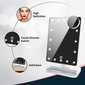 Bluetooth Makeup Mirror with10X Magnification Spot Mirror-White