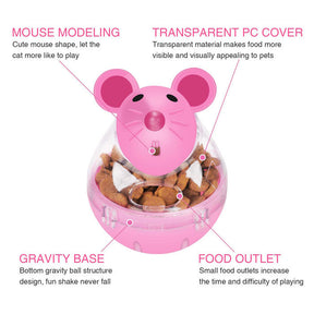 Small Cat Slow Feeder Cat Food Ball Mice Tumbler Shaped Pet Treat Ball-Pink