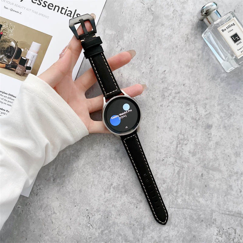 20mm Nubuck Leather Samsung Watch Strap 20mm for Galaxy Watch 4/5-Black