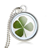 Silver Tone Lucky 4-Leaf Clover Pendant Necklace