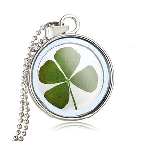 Silver Tone Lucky 4-Leaf Clover Pendant Necklace