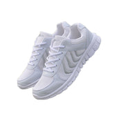 Womens Athletic Mesh Breathable Sneakers Lace Up Comfort Shoes-White