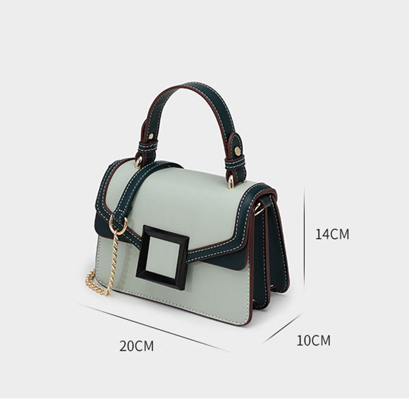 Crossbody Bags for Women Leather Chain Cute Color-Block Handbags-LightGreen