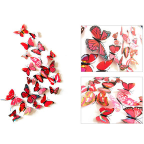 3D Vivid Butterfly Wall Stickers Fridge Magnet Decoration for Room Background-H003 Red