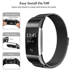 Stainless Steel Magnetic Strap For Fitbit Charge 2 Replacement Bracelets Milanese-Light Purple