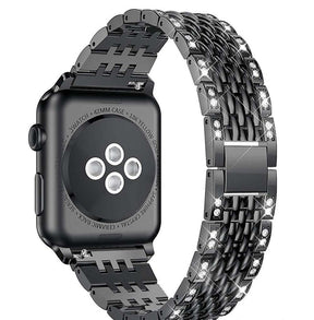 XZZ Stainless Steel Watch Band Quick Release Wristbands for Apple IWatch Series SE/1/2/3/4/5/6 For Women Men-Black