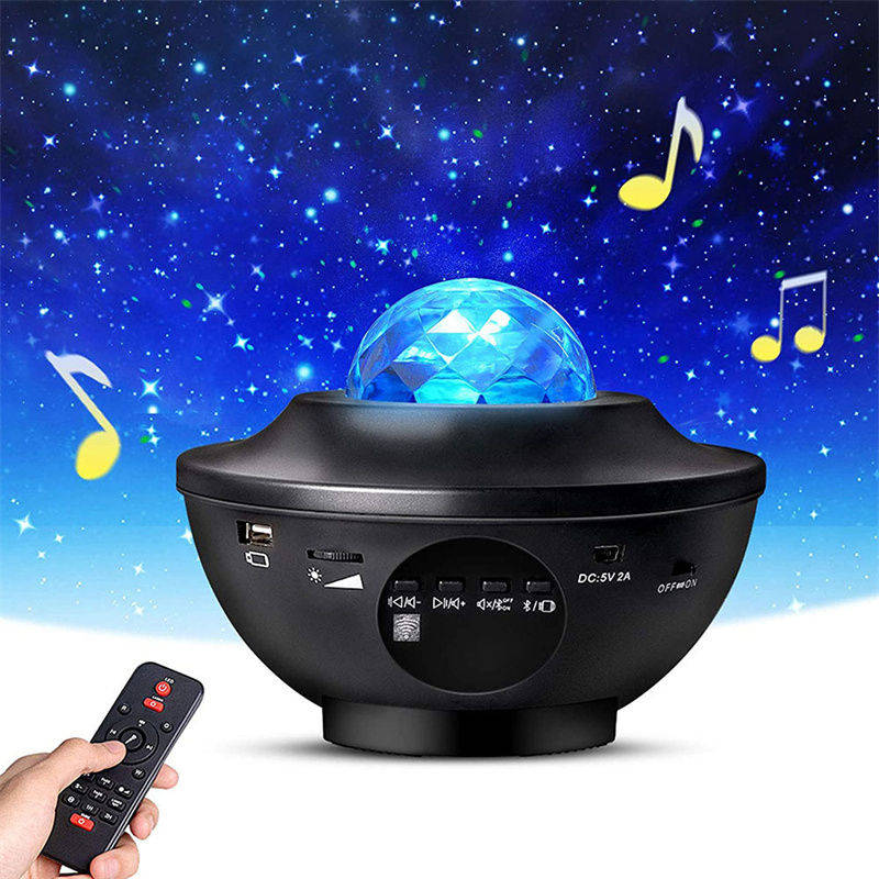 3 in 1 Galaxy Projector with LED Nebula Cloud/Moving Ocean Wave Night Light for Kid Baby, Built-in Music Speaker Voice Control