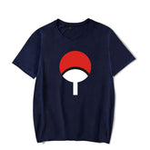 Mens Tops Japanese Anime Naruto Same Style Trend Short Sleeved T-shirt-A Navy
