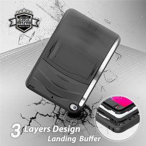 Shock Wave Design Kickstand Case Heavy Duty Rugged Anti-Fall Protection With Pencil Holder For 7.9inch iPad Mini 4/5-Black