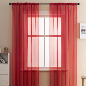 2 Panels Sheer Voile Rod Pocket Elegance Curtains for Living Room Bedroom-40