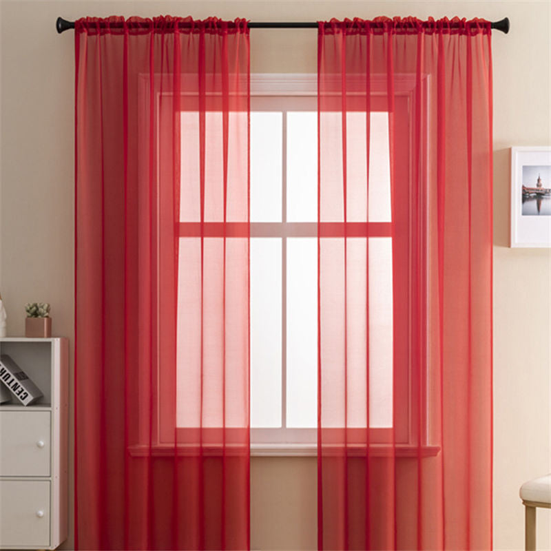 2 Panels Sheer Voile Rod Pocket Elegance Curtains for Living Room Bedroom-40