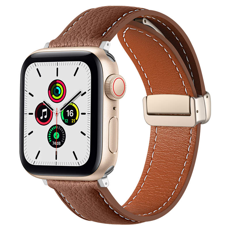 Apple Watch Strap Folding Buckle for iWatch Ultra Series 8 SE 7 6 5 4 3 2 1-Brown