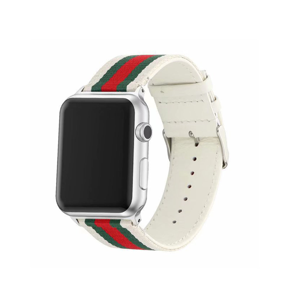 Fashion Braided Pattern PU Leather Watch Band Microfiber Design For Apple Watch SE/6/5/4/3/2/1(White)
