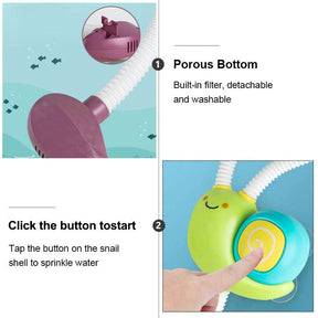 Toddler Bath Toys Electric Shower Snail Double Sprinkler for 18M and up-USB/Purple