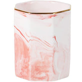 Ceramic Desk Pen Holder Stand Marble Pattern Pencil Cup Pot Desk Organizer Makeup Brush Holder -Pink