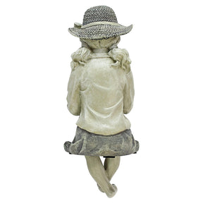 Fisherwoman Girl Fishing Garden Statue Outdoor Statues 11 Inches