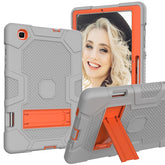 B3 Robot Tablet Case Silicone Shockproof Protective Stand Cover For Samsung Galaxy Tab S6 Lite 10.4 2020 (SH-P610/P615)-Gray&Orange