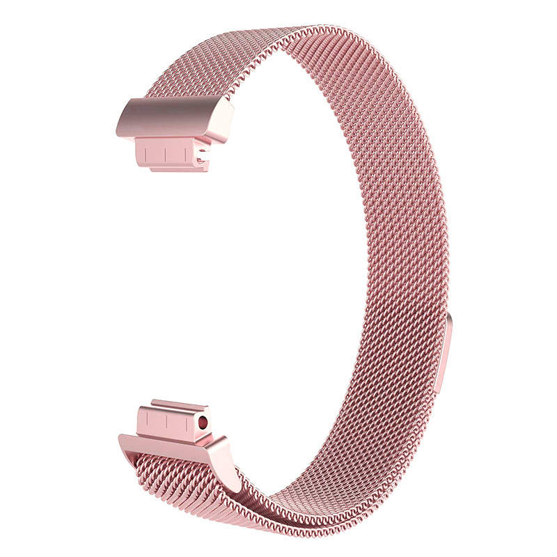 Stainless Steel Metal Replacement Strap Magnet Buckle For Fitbit Inspire HR-Rose Pink