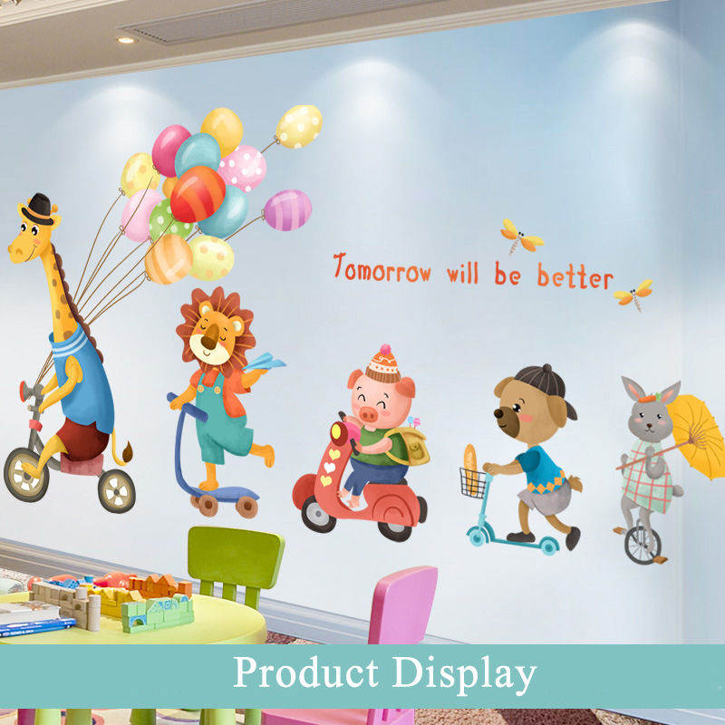 Creative Cartoon Removable 3D Wall Stickers Animal Rider Decoration For Children Room-09