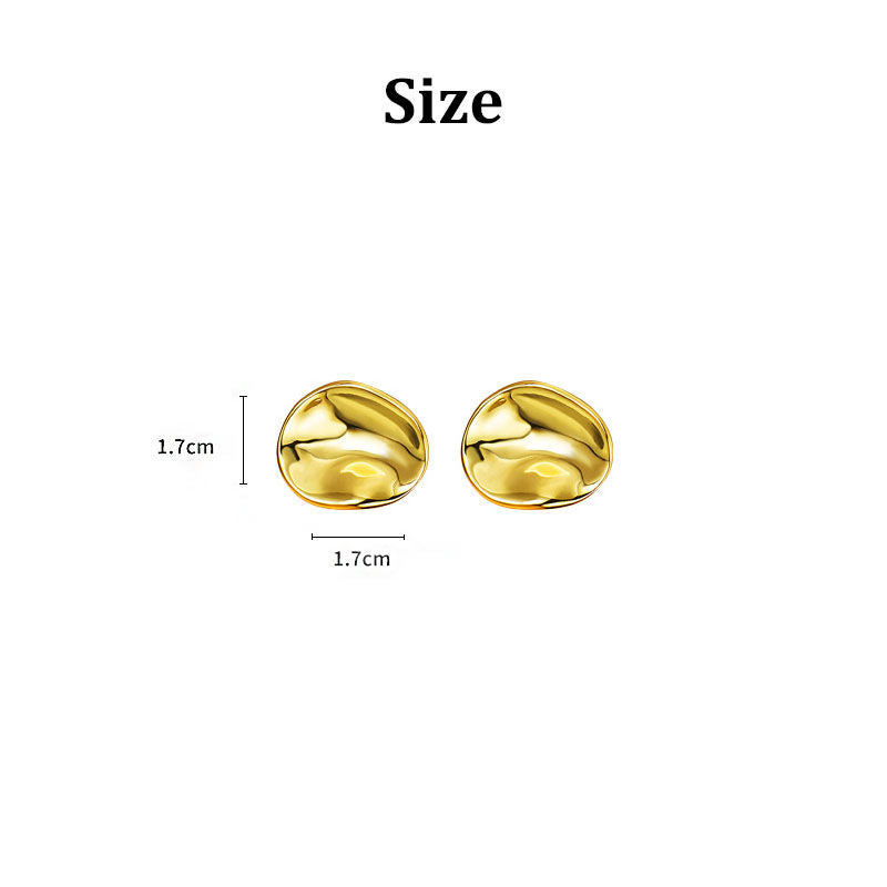 Simple Glossy Irregular Stud Earrings for Women and Girls-Gold