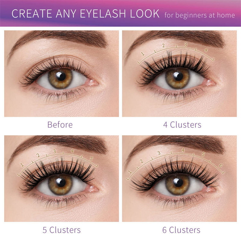 12 Clusters DIY Natural Eyelash Wispy Light 3D Effect Individual Lashes-W04