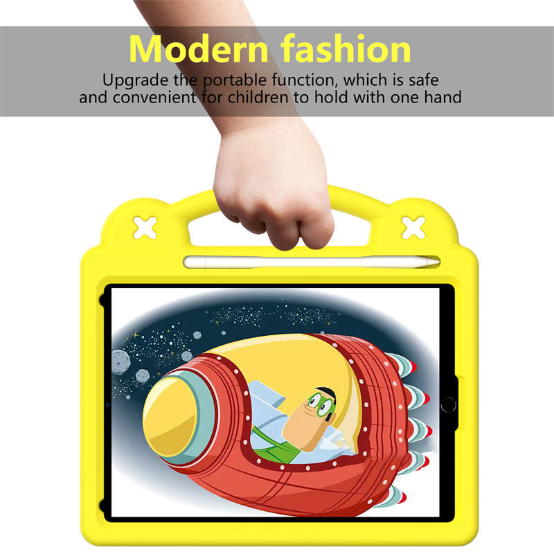 Strawberry iPad Case Silicone Shockproof with Handle for iPad 10.2 inch 2021/2020/2019-Yellow