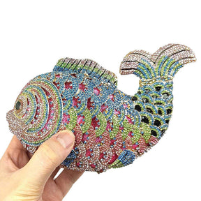 Mini Women Fish Evening Bags Crystal Clutch Purse Rhinestone Handbags with Chain-16