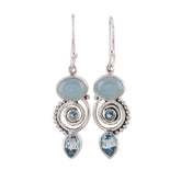 Blue Topaz Water Drop Dangle Earrings