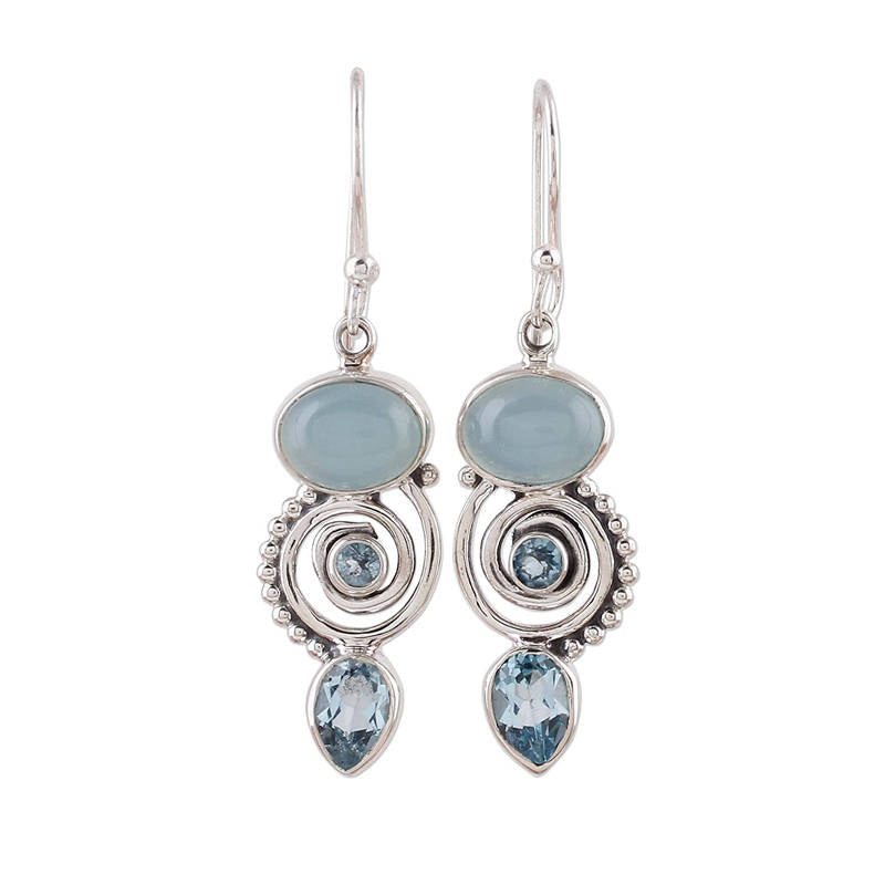 Blue Topaz Water Drop Dangle Earrings