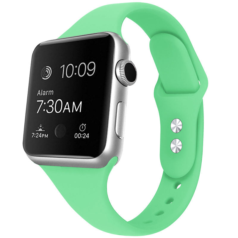 Slim Soft Silicone Replacement Watch Band Loop for iWatch Series SE 6 5 4 3 2 1-LightGreen