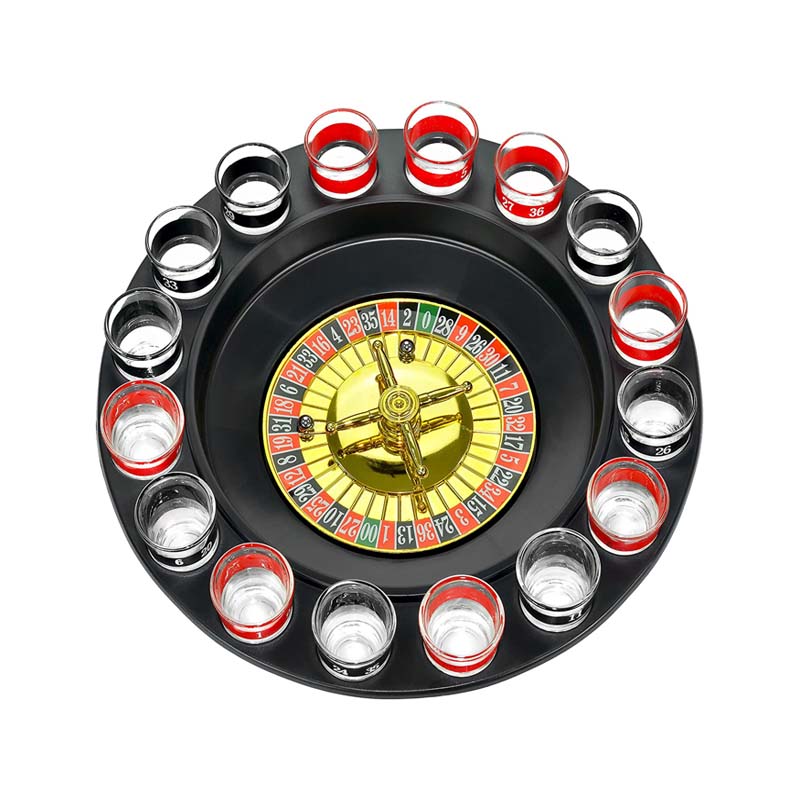 Fairly Odd Novelties Glass Roulette Drinking Game 16 Wine Glasses Red Black