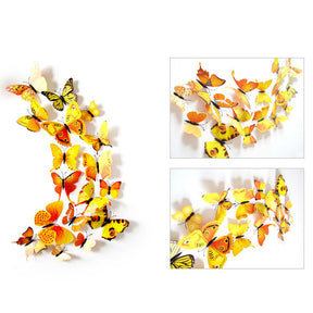 3D Vivid Butterfly Wall Stickers Fridge Magnet Decoration for Room Background-H003 Yellow