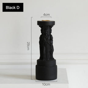 4 Pcs Retro Candle Holder Nordic Roman Column Aroma Candle Base for Festival Home Decor Ornament-Black