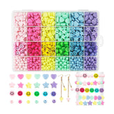 600Pcs Candy Color Acrylic Heart Star Happy Face Beads Assorted