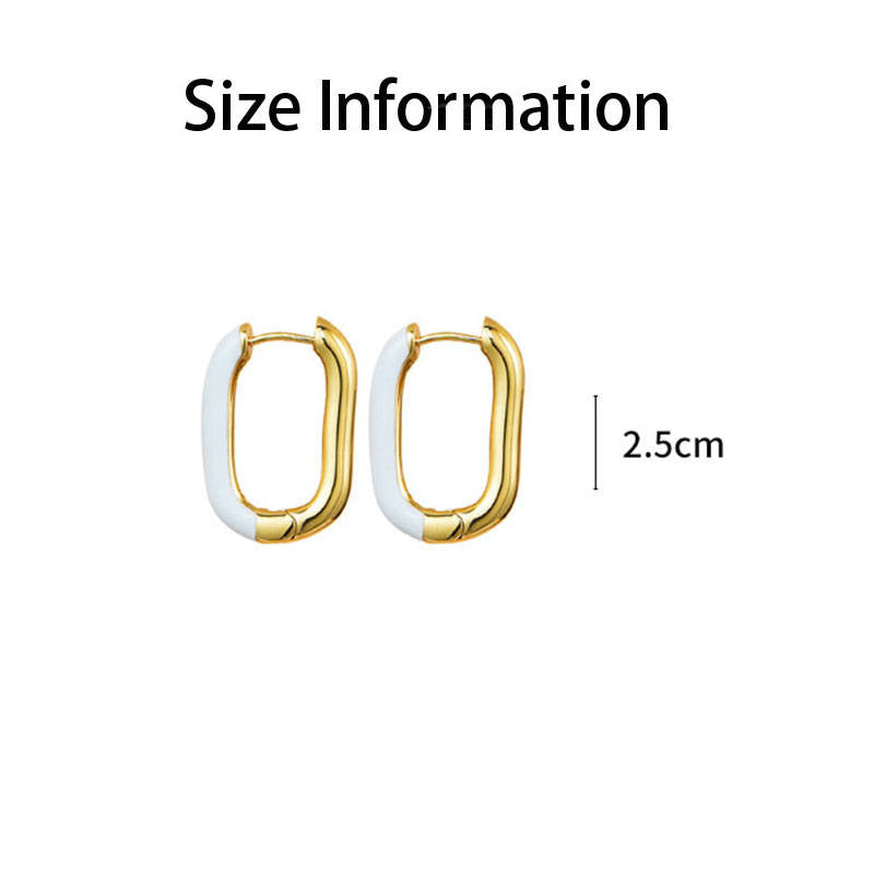 Pair of Vintage Colorful U Shape Hoop Earrings for Women-White