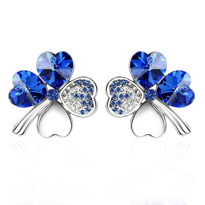 Pair of Four Leaf Clover Pin Brooch Womens Clothes Fashion Accessories-RoyalBlue