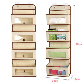 Over Door Wall Mount 4 Clear Window Pocket Organizer - Beige