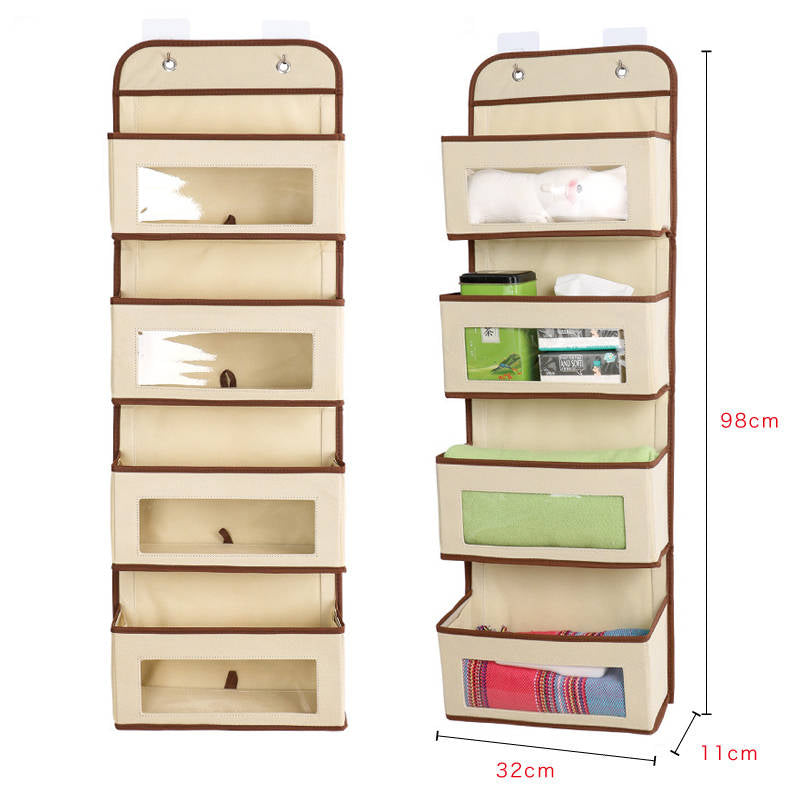 Over Door Wall Mount 4 Clear Window Pocket Organizer - Beige