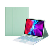 Keyboard Case For iPad 10th(2022)10.9 with 7 Color Backlit Wireless Keyboard Touchpad Pen Slot-Green