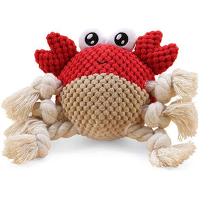 Dog Squeak Toy Partially Filled with The Chew Toy Suitable for Puppy and Medium Dogs-Crab